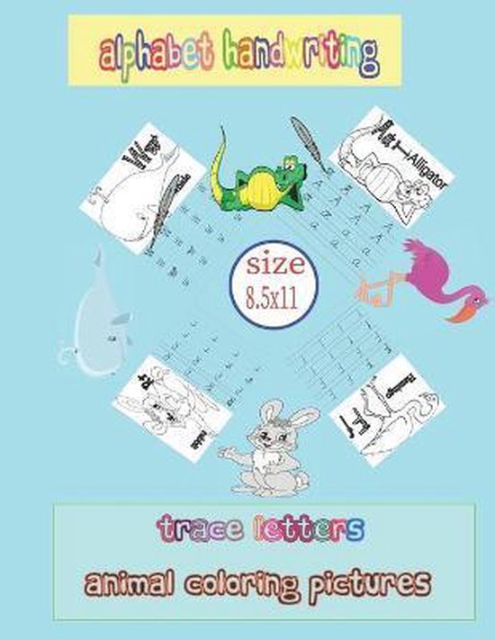 Alphabet Handwriting Trace letters Animal coloring pictures - cover