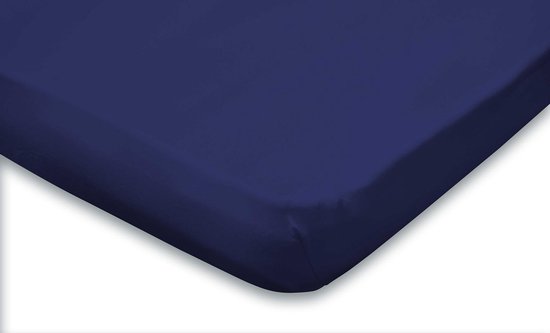 Hoeslaken Elegance Topper Jersey Katoen Stretch - bleu foncé 160x210/220cm - Lits Jumeaux