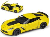 2017 Chevrolet Corvette Z06 (Geel) (17 cm) 1/24 Welly - Modelauto - Schaalmodel - Model auto - Miniatuurautos - Miniatuur auto