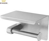 Winxor - Toiletrolhouder met telefoonplankje - Wc rolhouder - Planchet - Toiletrolhouder RVS - Mat