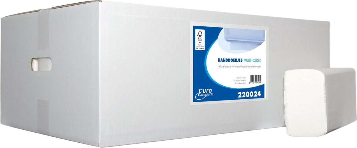 Handdoek euro products q8 multifold 2l 220024 | Doos a 3750 stuk