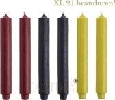 Cactula Dinerkaarsen XL 3,2 x 30 cm in 3 kleuren 6 stuks Vibes| Zwart / Lemon Geel / Donkerrood 21 BRANDUREN