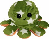 Knuffel Octopus Oranje / Groen sterren - Mood Knuffel Omkeerbaar - Reversible Octopus - Octopus Knuffel - Emotie Knuffel - Verwisselbaar - Blij en Boos knuffel