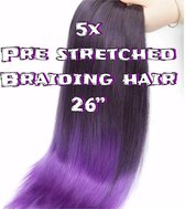 Brading Hair pre stretched vlecht haar net echt haar #black/purple