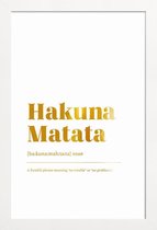JUNIQE - Poster met houten lijst Hakuna Matata gouden -30x45 /Goud &