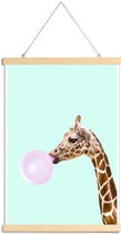 JUNIQE - Posterhanger Giraf pop art -60x90 /Bruin & Roze