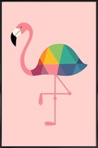 JUNIQE - Poster in kunststof lijst Regenboog Flamingo -60x90 /Roze