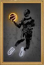JUNIQE - Poster met houten lijst Michael Jordan 23 -20x30 /Geel &