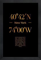 JUNIQE - Poster met houten lijst New York gouden -13x18 /Goud & Zwart