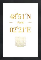 JUNIQE - Poster met houten lijst Paris gouden -20x30 /Goud & Wit