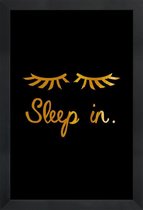 JUNIQE - Poster met houten lijst Sleep In gouden -40x60 /Goud & Zwart