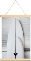 JUNIQE - Posterhanger Beach Surf Board Symmetrie -30x45 /Grijs & Wit