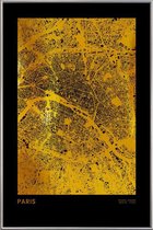 JUNIQE - Poster met kunststof lijst Paris kaart gouden -20x30 /Goud &