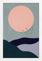 JUNIQE - Poster met houten lijst Tidal -13x18 /Grijs & Groen