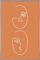 JUNIQE - Poster met kunststof lijst Coupling -60x90 /Bruin & Oranje