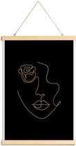 JUNIQE - Posterhanger Petal gouden -30x45 /Goud & Zwart