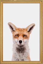 JUNIQE - Poster met houten lijst Fox -30x45 /Bruin & Wit