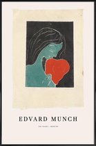 JUNIQE - Poster in kunststof lijst Munch - The Heart -60x90 /Blauw &