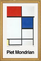 JUNIQE - Poster in houten lijst Mondrian - Composition II, with Red,