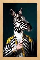 JUNIQE - Poster in houten lijst Mister Stripe - Aristocratic Zebra