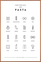 JUNIQE - Poster met kunststof lijst Pasta infographic -13x18 /Wit &