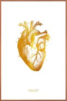 JUNIQE - Poster met kunststof lijst Human Heart gouden -13x18 /Goud &