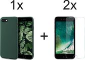 iParadise iPhone 8 hoesje groen - iPhone 8 hoesje siliconen case hoesjes cover hoes - 2x iPhone 8 screenprotector