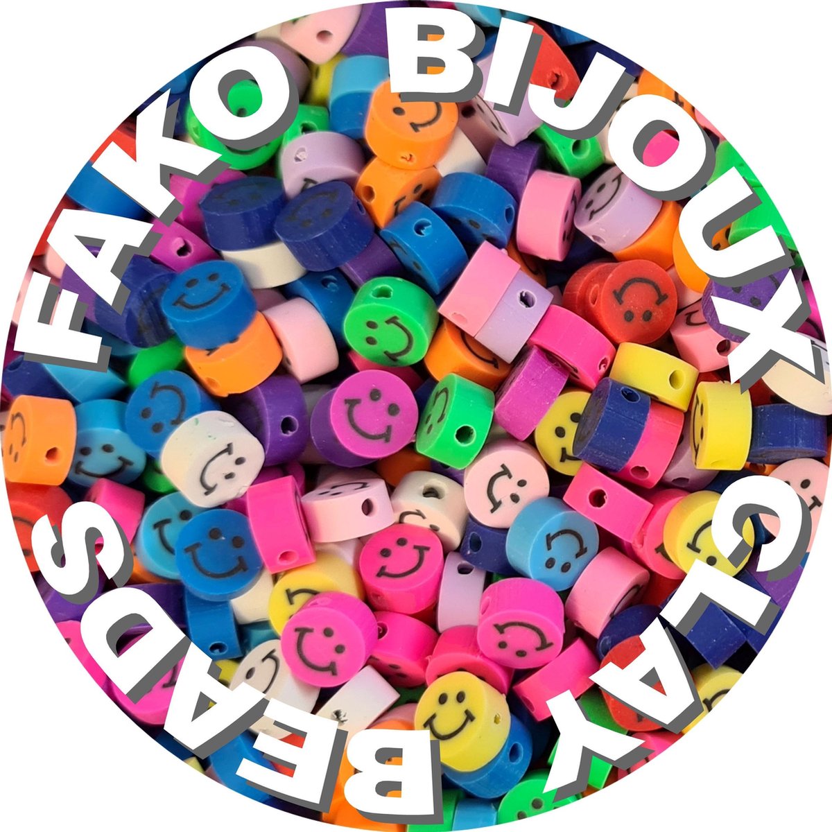 Fako Bijoux® - Klei Kralen Smiley / Emoji Mix - Figuurkralen - Polymeer Kralen - Kleikralen - 10mm - 100 Stuks - Fako Bijoux®