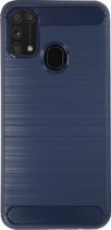 BMAX Carbon soft Case pour Samsung Galaxy M31 / Couverture souple / Étui de téléphone / Étui de protection / Protection du téléphone - Blauw