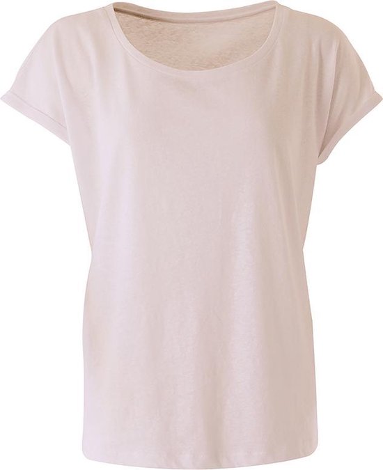 MOOI! Company - Dames Top Doreen - Losvallend model - Linnen T-shirt - Kleur Pink - M