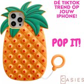 Casies Apple iPhone SE 2020 /8 /7 Pop It Fidget Toy telefoonhoesje - Ananas case - Gezien op TikTok - Soft case Pineapple hoesje - Fidget Toys
