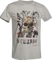 D.five T-shirt Skull With Flowers Heren Katoen Grijs Maat L