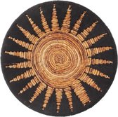 Wandbord schaal rotan katoen zon bruin zwart diameter 50 cm