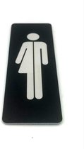 Plaque de porte Toilettes - Panneaux WC - Panneau texte WC - Panneau Toilettes - Hommes Femmes - Homme Femme - Panneau - Zwart - Pictogramme - Autocollant - 5 cm x 15 cm x 1,6 mm - Garantie 5 ans