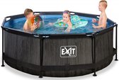 EXIT Zwembad Frame Pool Black Wood Limited Edition met Filterpomp - 244 x 76 cm