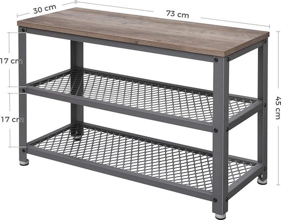 ACAZA Shoe Bench Shoe Rack with 3 Levels Metal Frame for Entrance ACAZA Shoe Bench Shoe Rack with 3 Levels Metal Frame for Entrance