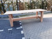 Tafel "Massief" van  Douglas hout - 90x210 - Douglas tuintafel - Eettafel van hout met robuuste blokpoten - Robuuste tafel voor binnen en buiten - 6 tot 8 persoons