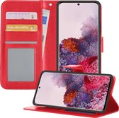 Samsung S20 Hoesje Book Case Hoes - Samsung Galaxy S20 Case Hoesje Wallet Cover - Samsung Galaxy S20 Hoesje - Rood