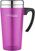 Soft Touch Thermosbeker - Koffiebeker To Go - Warmhoudbeker - Isoleerbeker - Reismok - Roze - 420ml