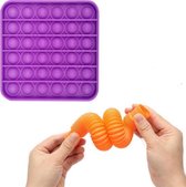 ZTWK© - Fidget toys pakket - Fidget toys pop it + Pea popper + Mesh and marble - Paars vierkant