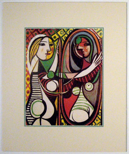 Poster in dubbel passe-partout - Pablo Picasso - Jeune fille devant un miroir, 1932 - 50 x 60 cm