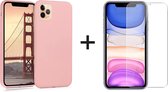 iParadise iPhone 12 Pro hoesje roze - iPhone 12 pro hoesje siliconen case hoesjes cover hoes - 1x iPhone 12 pro screenprotector
