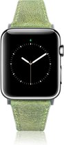 Leren Bandje Apple Watch - Slim Design - Moss Groen - 42/44/45mm - Space Grey Connectors - Oblac®