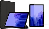 Hoes geschikt voor Samsung Galaxy Tab A7 (2020) - Book Case Trifold Zwart + Screenprotector Glas Screen Protector