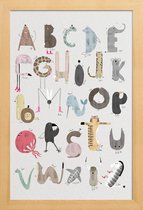 JUNIQE - Poster in houten lijst ABC Kids -60x90 /Kleurrijk