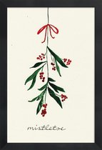 JUNIQE - Poster met houten lijst Mistletoe -13x18 /Groen & Ivoor