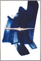 JUNIQE - Poster met kunststof lijst Donkerblauw - abstract -30x45