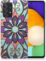 TPU Bumper Samsung Galaxy A52 Enterprise Editie (5G/4G) Smartphone hoesje Paarse Bloem