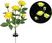 Tuinverlichting - Solarverlichting - Zonne-energie - Tuinlamp - Tuindecoratie - Rozen - Bloem - Tuinsteker - Geel - 82 cm - Waterproof