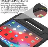 Hoes geschikt voor iPad Air 2022 / 2020 10.9 inch - Screen Protector GlassGuard - Kinder Back Cover Kids Case Hoesje Zwart & Screenprotector